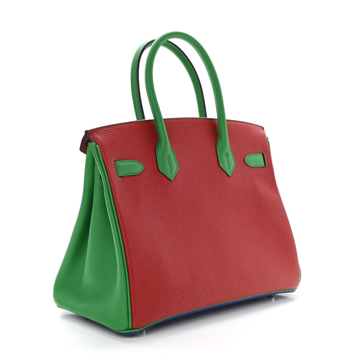 Hermes Togo Horseshoe Birkin 30 Bleu Electrique Bambou Rouge Vif 3 of 10