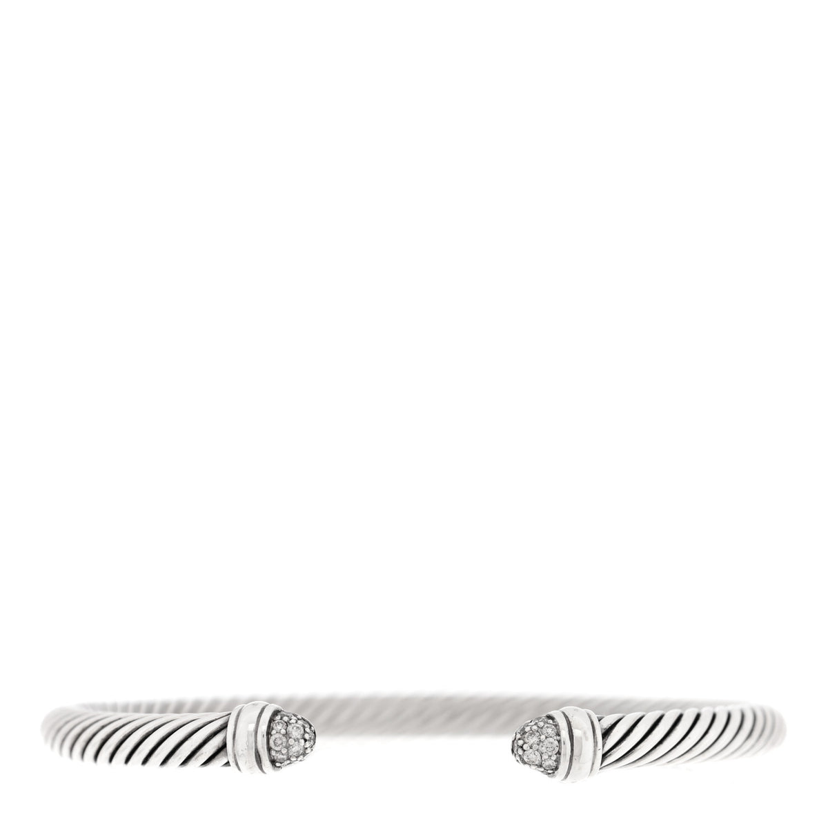 Sterling Silver Pave Diamond 5mm Cable Classics Bracelet