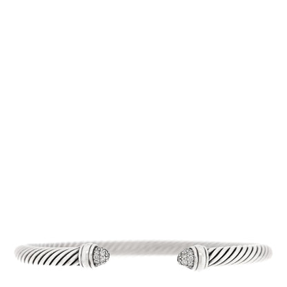 David Yurman Sterling Silver Pave Diamond 5mm Cable Classics Bracelet 1 of 3