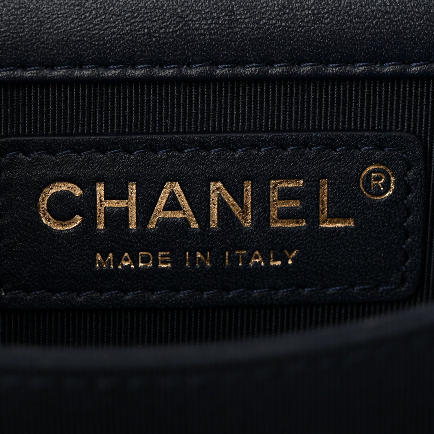 Chanel Metallic Lambskin Striped North South Boy Flap Navy Gold 6 of 10