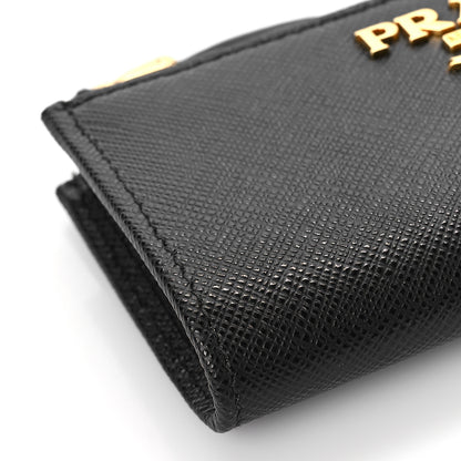 Prada Saffiano Metal Zip Around Key Holder Black 7 of 8