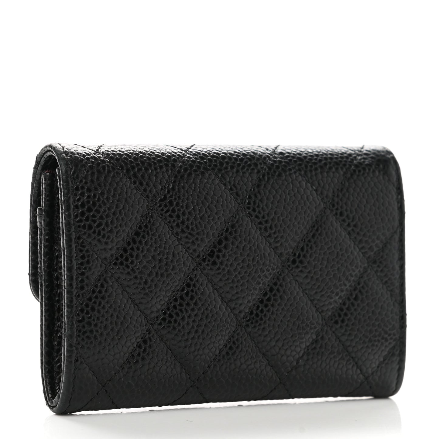 Caviar Quilted Flap Card Holder Black
