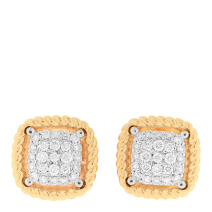 Roberto Coin 18K Yellow Gold Diamond Roman Barocco Dome Stud Earrings 1 of 5