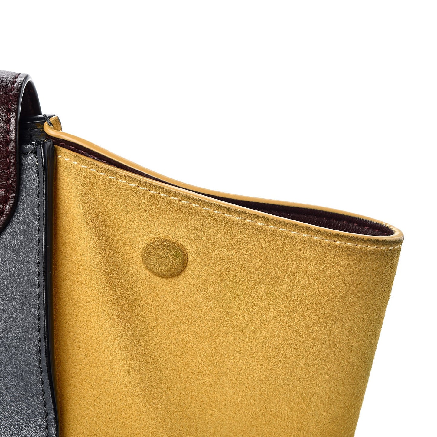 Smooth Calfskin Suede Medium Tri-Color Trapeze Yellow