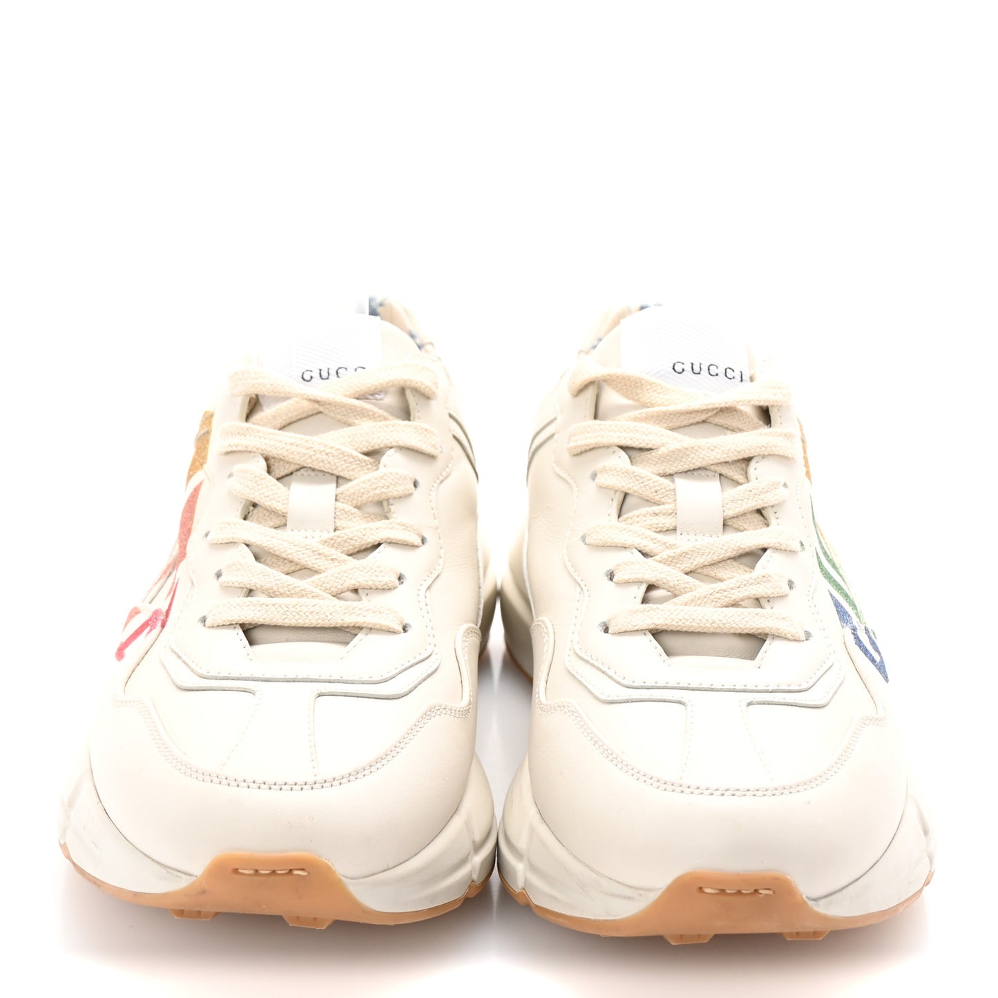 Calfskin Glitter Game Logo Womens Rhyton Sneakers 38 Mystic White