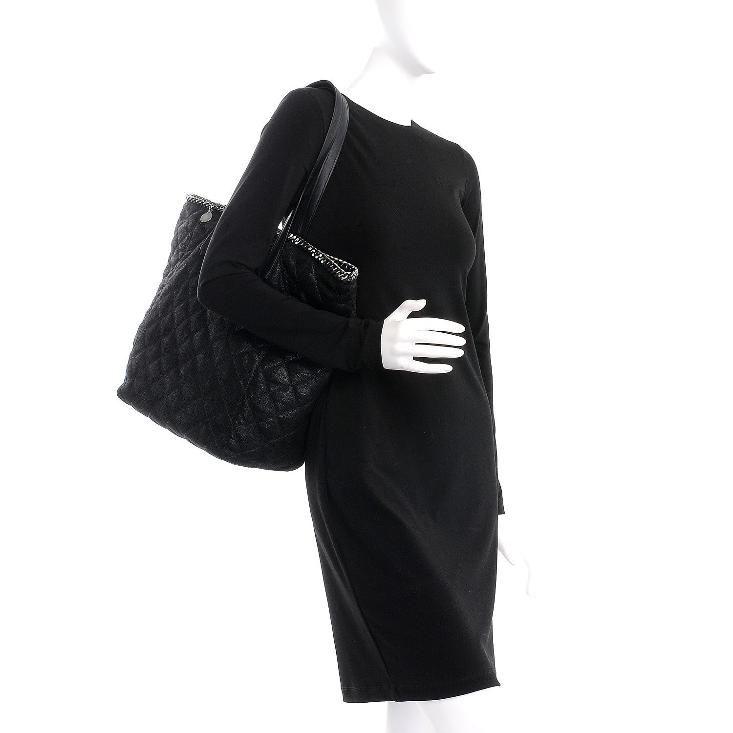 Stella McCartney Shaggy Deer Quilted Falabella Shopper Tote Black 2 of 10