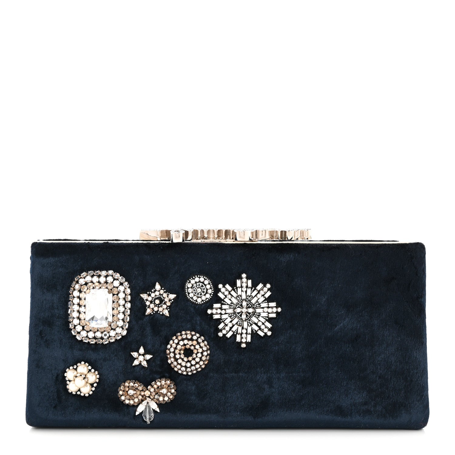 Jimmy Choo Velvet Crystal Celeste Logo Clutch Blue 1 of 7