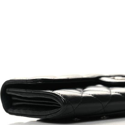 Chanel Lambskin Quilted Large Gusset Flap Wallet Black 10 of 13