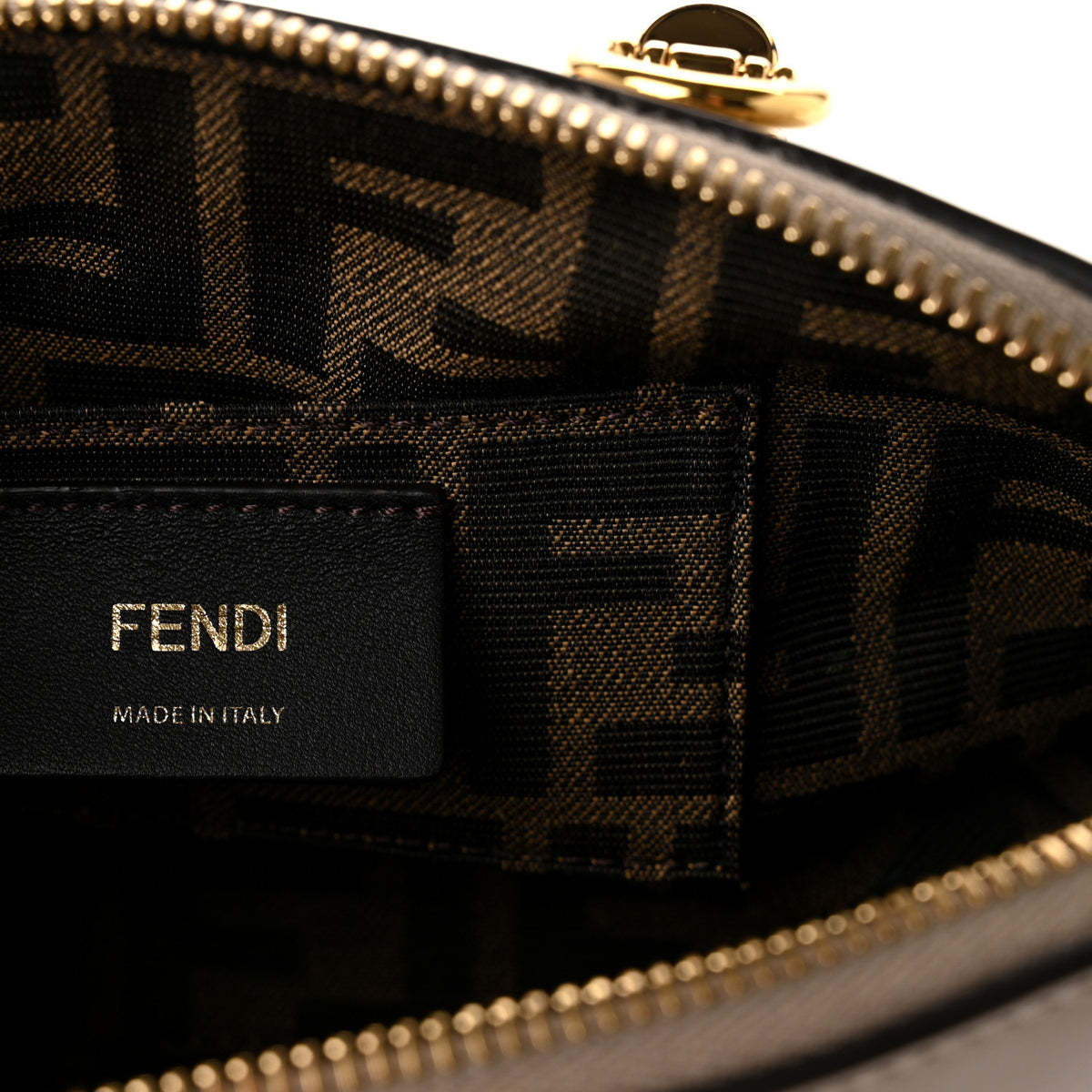 Fendi Vitello King Plexiglass Logo Embossed Mini By The Way Top Handle Boston Bag Tortora 6 of 10