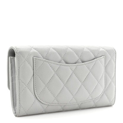 Chanel Caviar Quilted Large Gusset Flap Wallet Grey 3 of 19