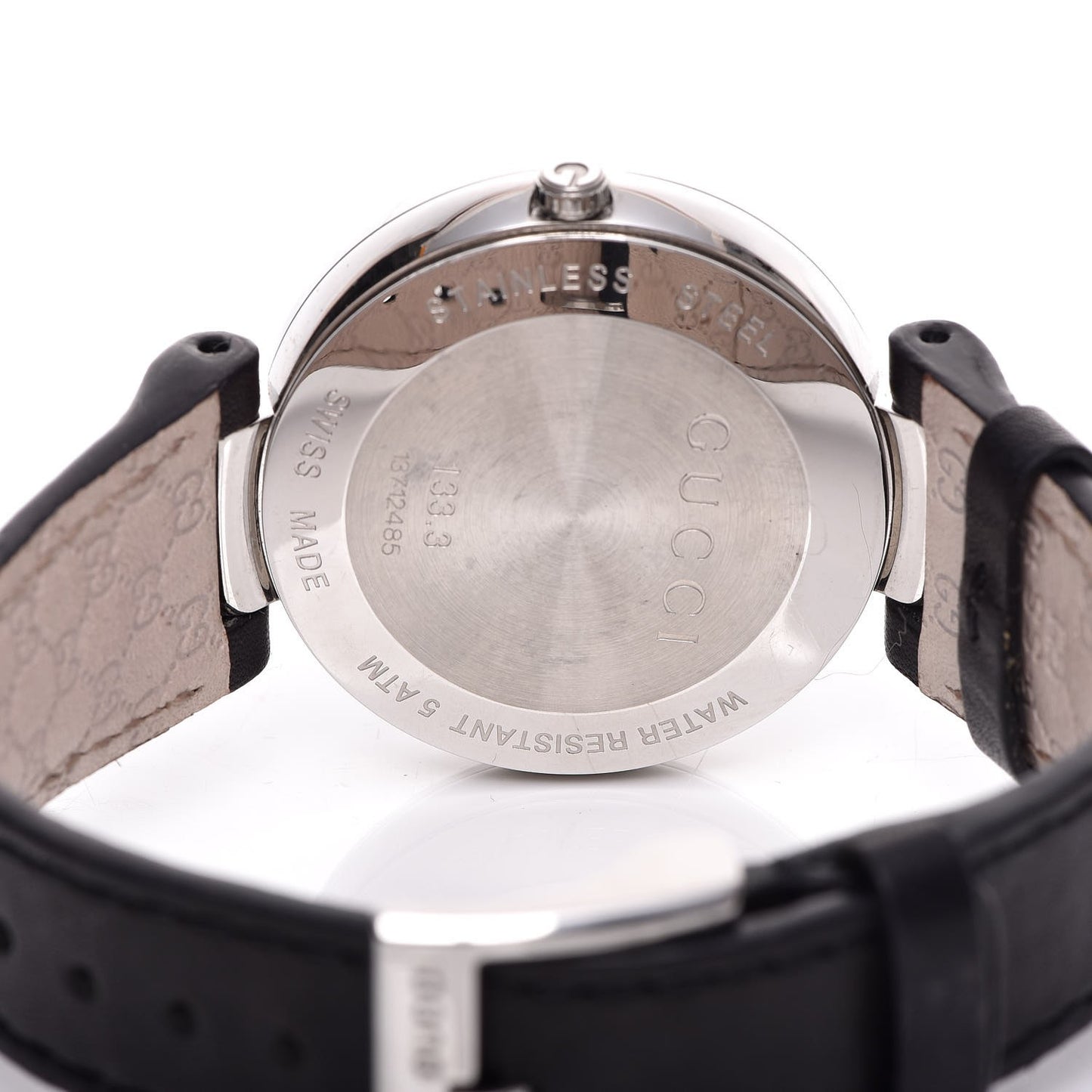 Stainless Steel Calfskin 37mm Interlocking G Quartz Watch Black
