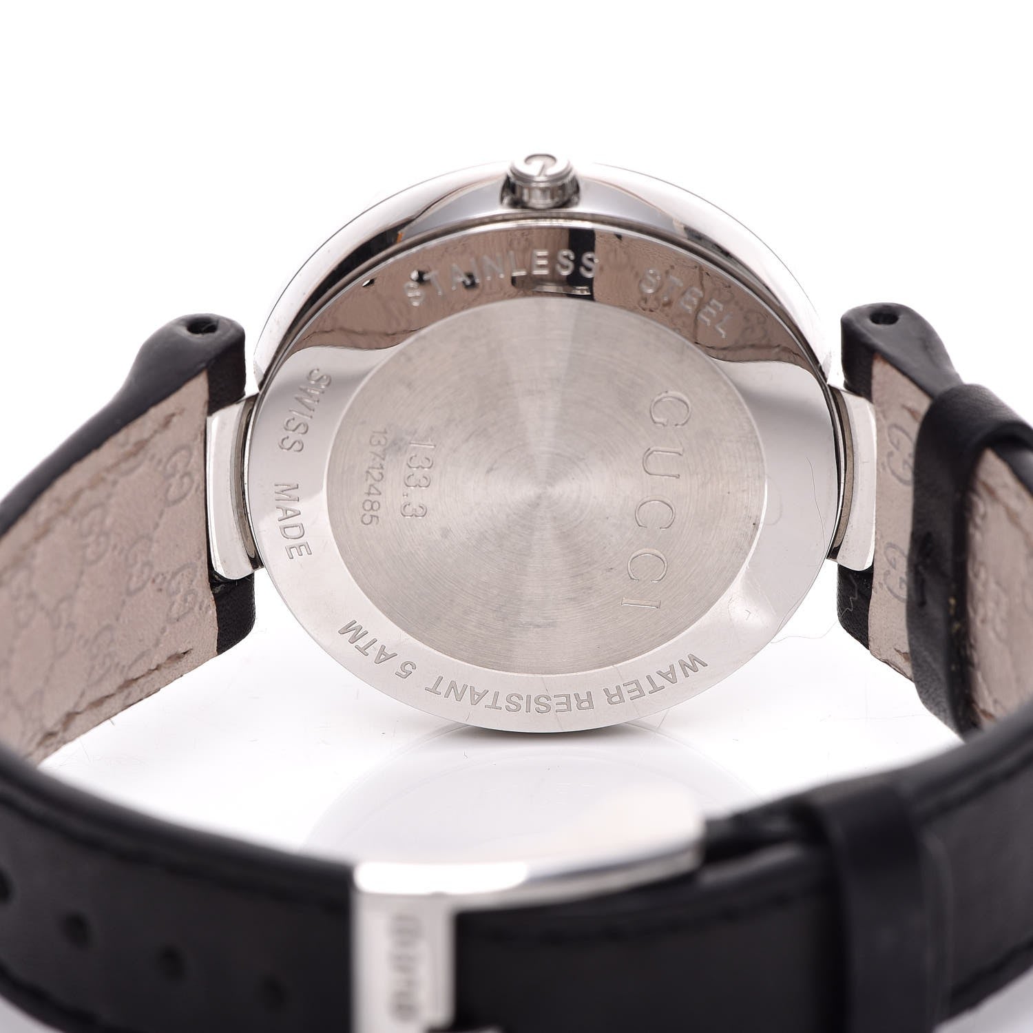 Gucci Stainless Steel Calfskin 37mm Interlocking G Quartz Watch Black 5 of 8
