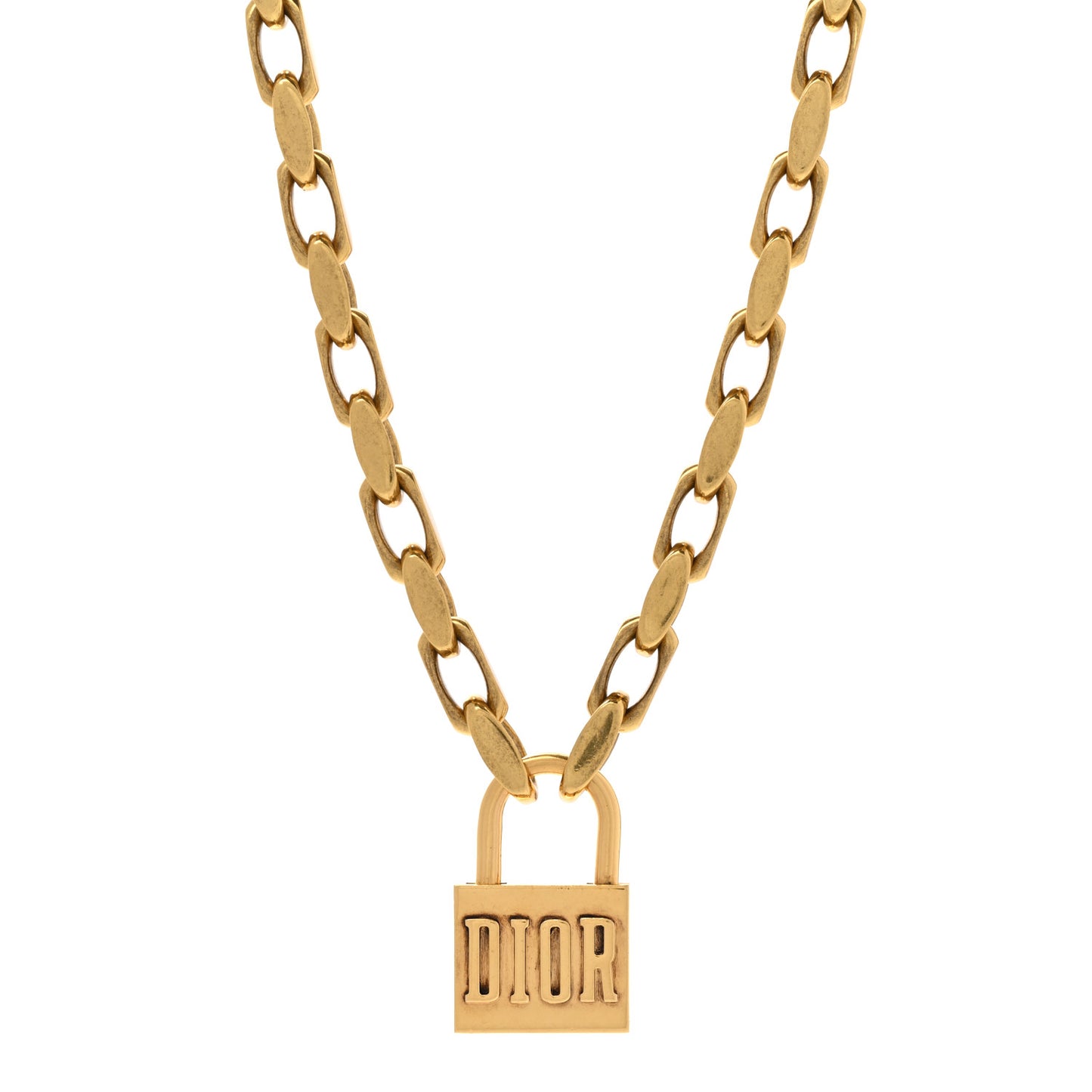 Metal Lucky Locket Choker Necklace Aged Gold