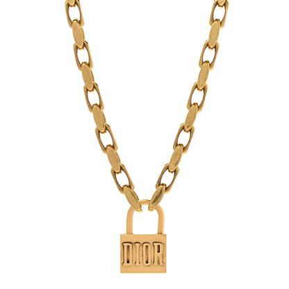 Christian Dior Metal Lucky Locket Choker Necklace Aged Gold 1 of 9