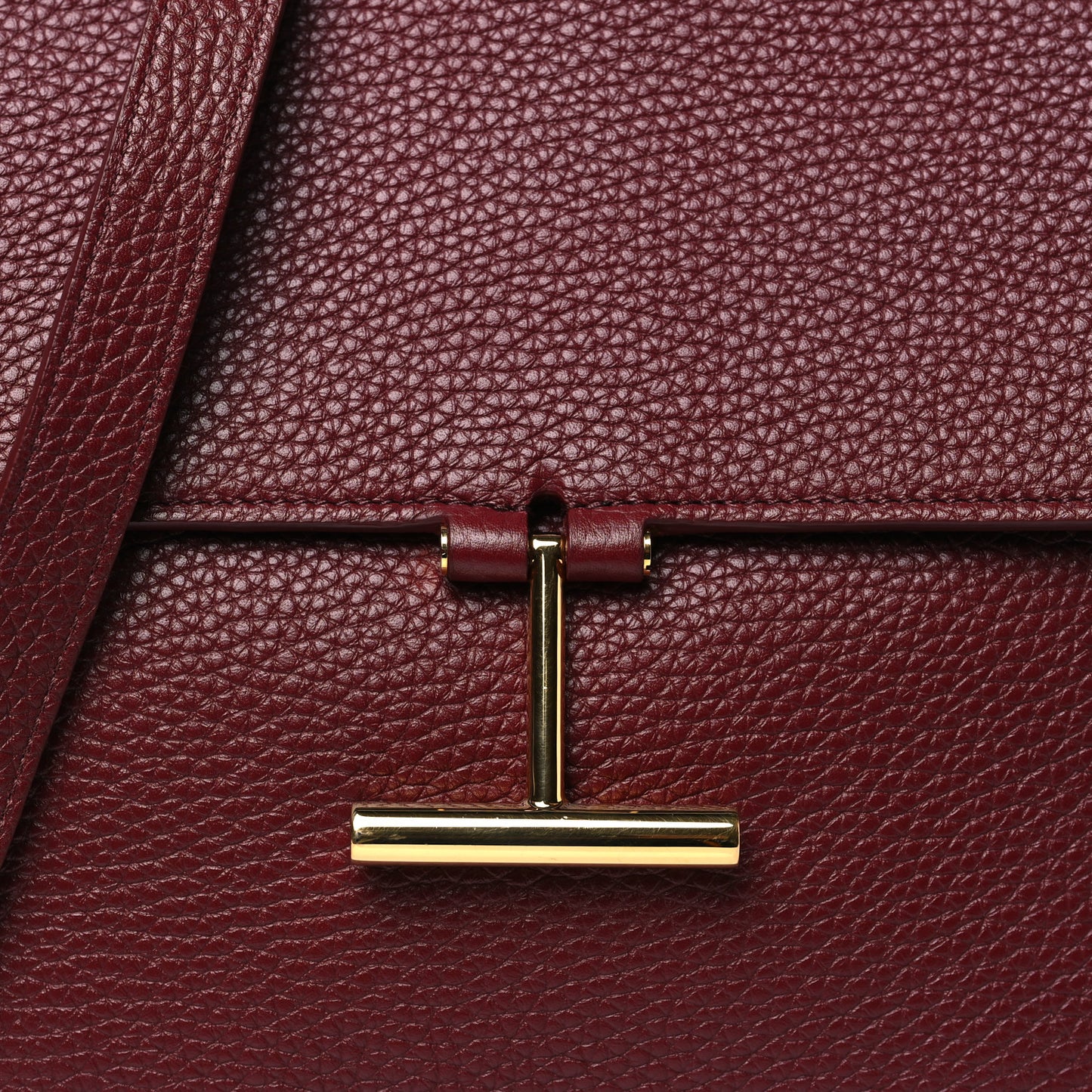 Grained Calfskin T Clasp Tara Crossbody Bag Cabernet
