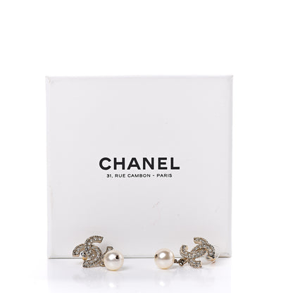 Chanel Crystal Pearl CC Drop Earrings Gold 5 of 5