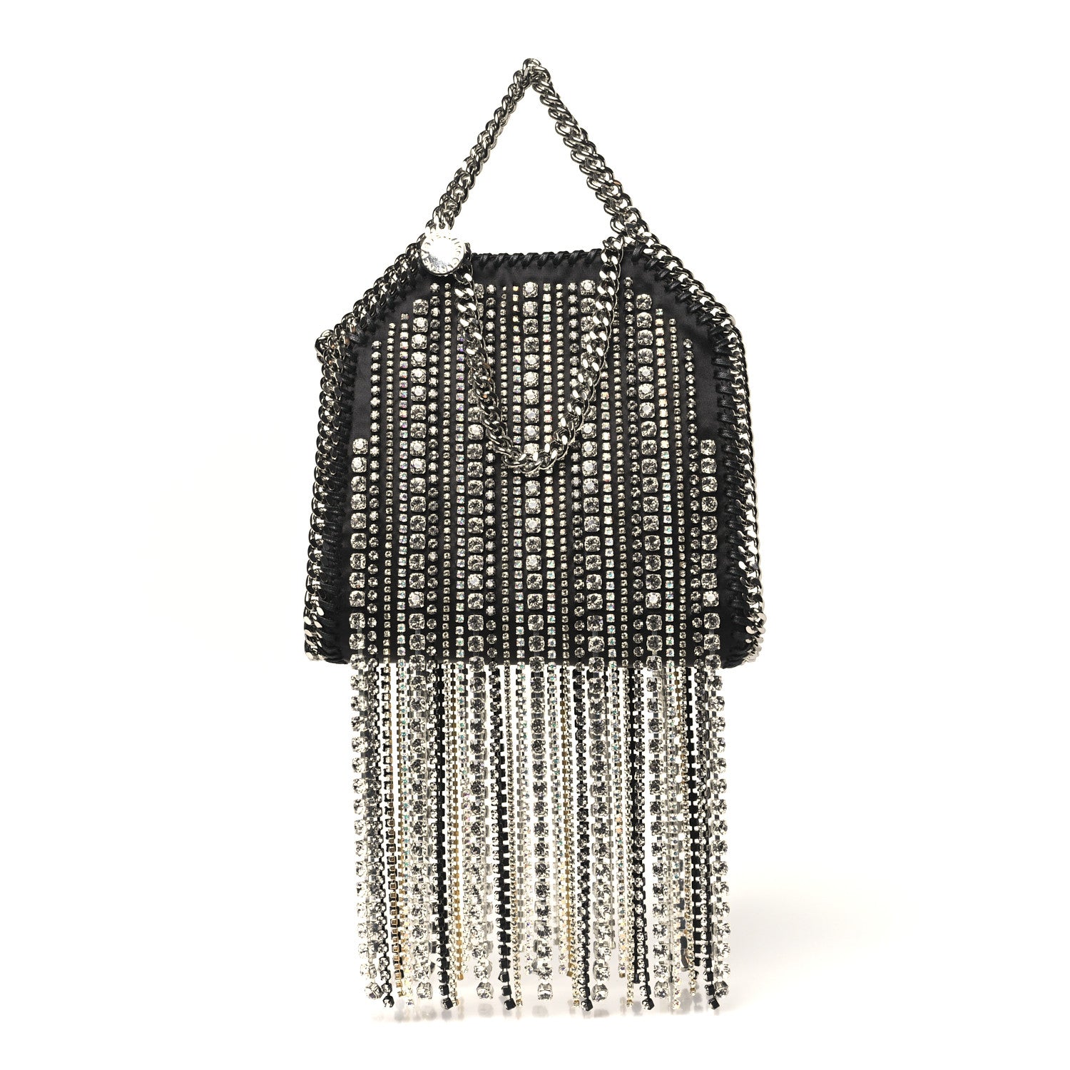 Stella McCartney Eco Satin Tiny Crystal Fringe Falabella Tote Black 1 of 10