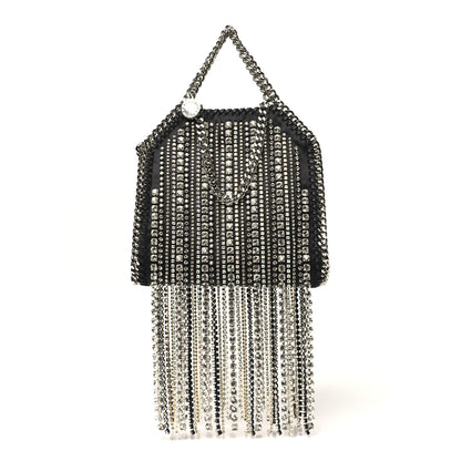 Stella McCartney Eco Satin Tiny Crystal Fringe Falabella Tote Black 1 of 10