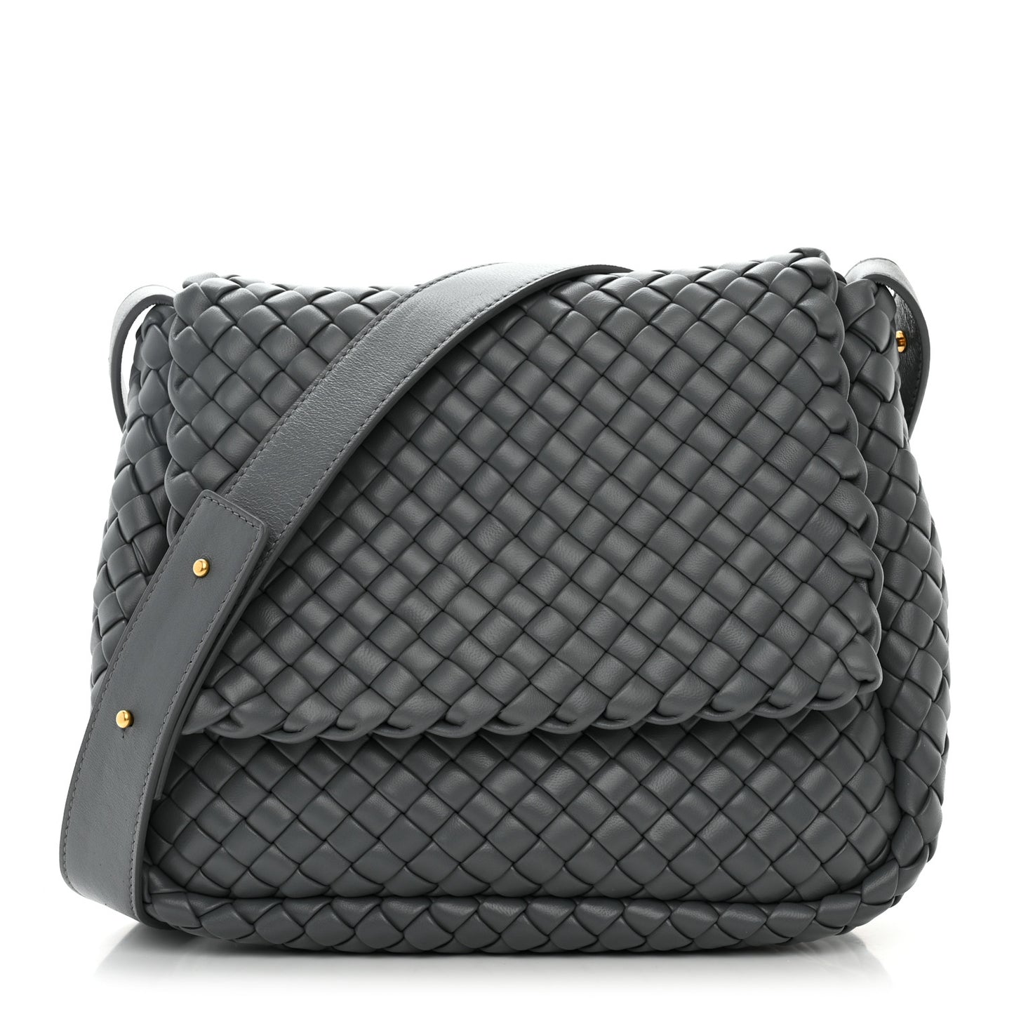 Nappa Intrecciato Small Cobble Shoulder Bag Thunder