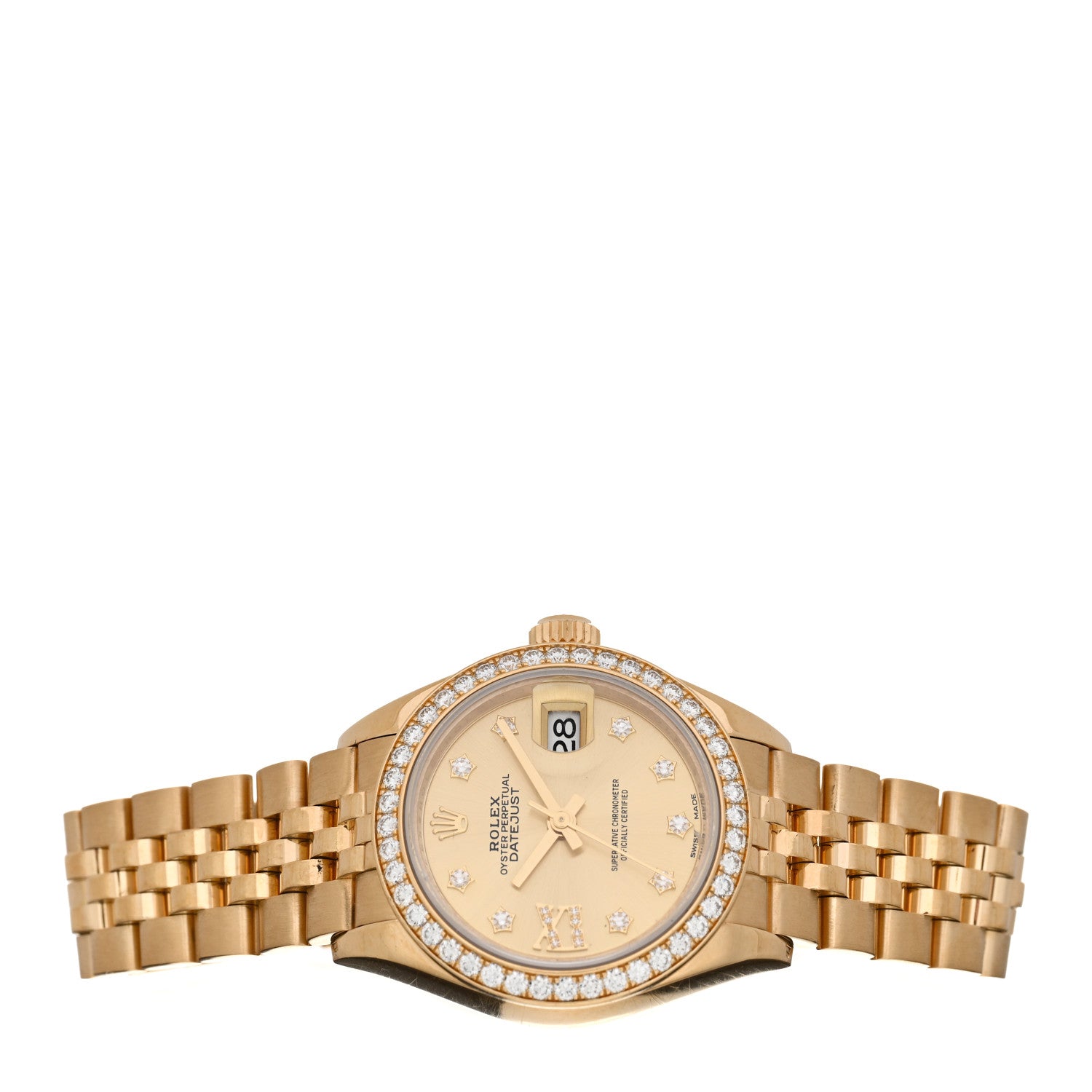 Rolex 18K Yellow Gold Diamond 28mm Oyster Perpetual Datejust Watch 279138 2 of 5