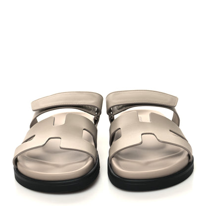 Hermes Calfskin Womens Chypre Sandals 37 Beige Mastic 2 of 9