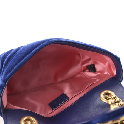 Gucci Velvet Matelasse Mini GG Marmont Shoulder Bag Cobalt Blue 5 of 10