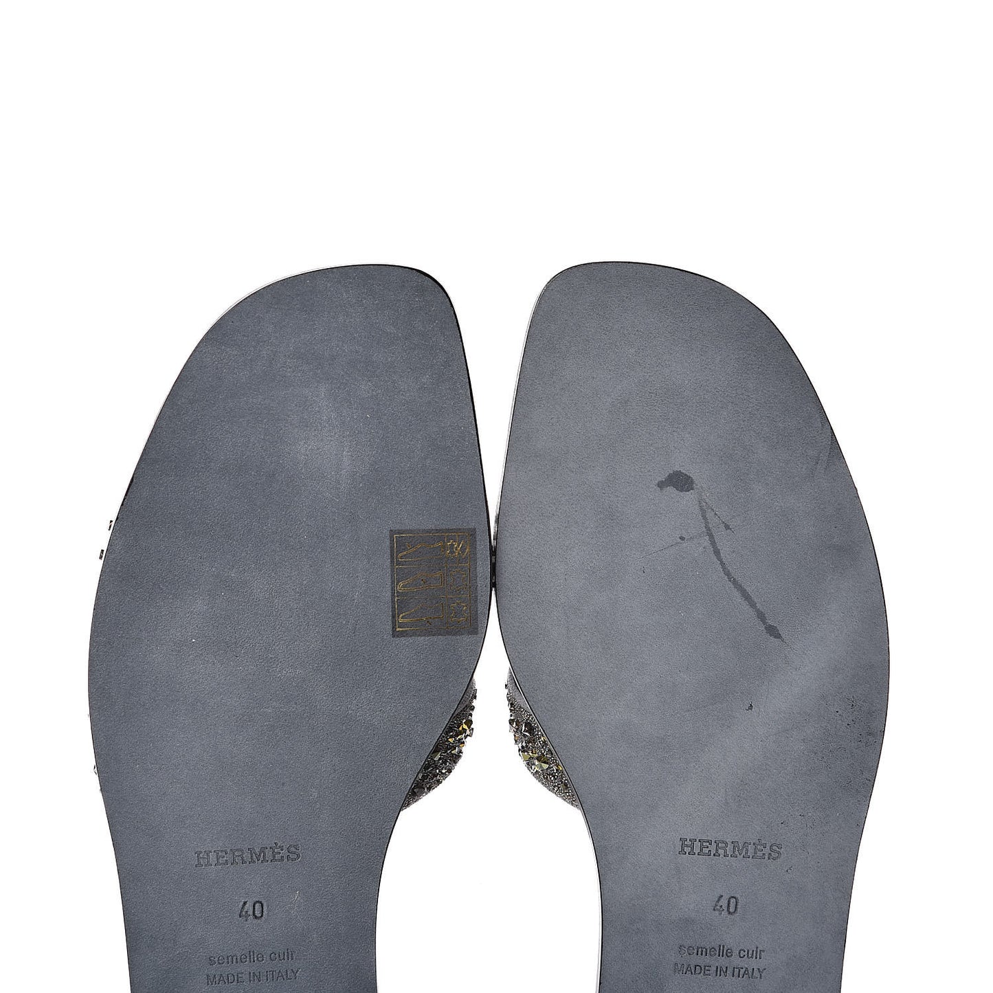 Goatskin Crystal Oran Sandals 40 Marine