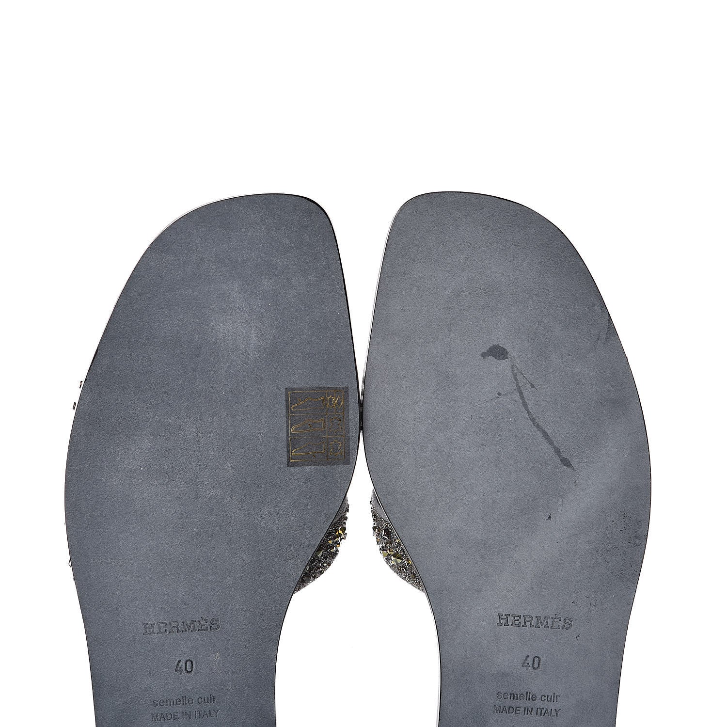 Hermes Goatskin Crystal Oran Sandals 40 Marine 6 of 9