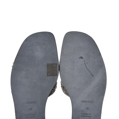 Hermes Goatskin Crystal Oran Sandals 40 Marine 6 of 9