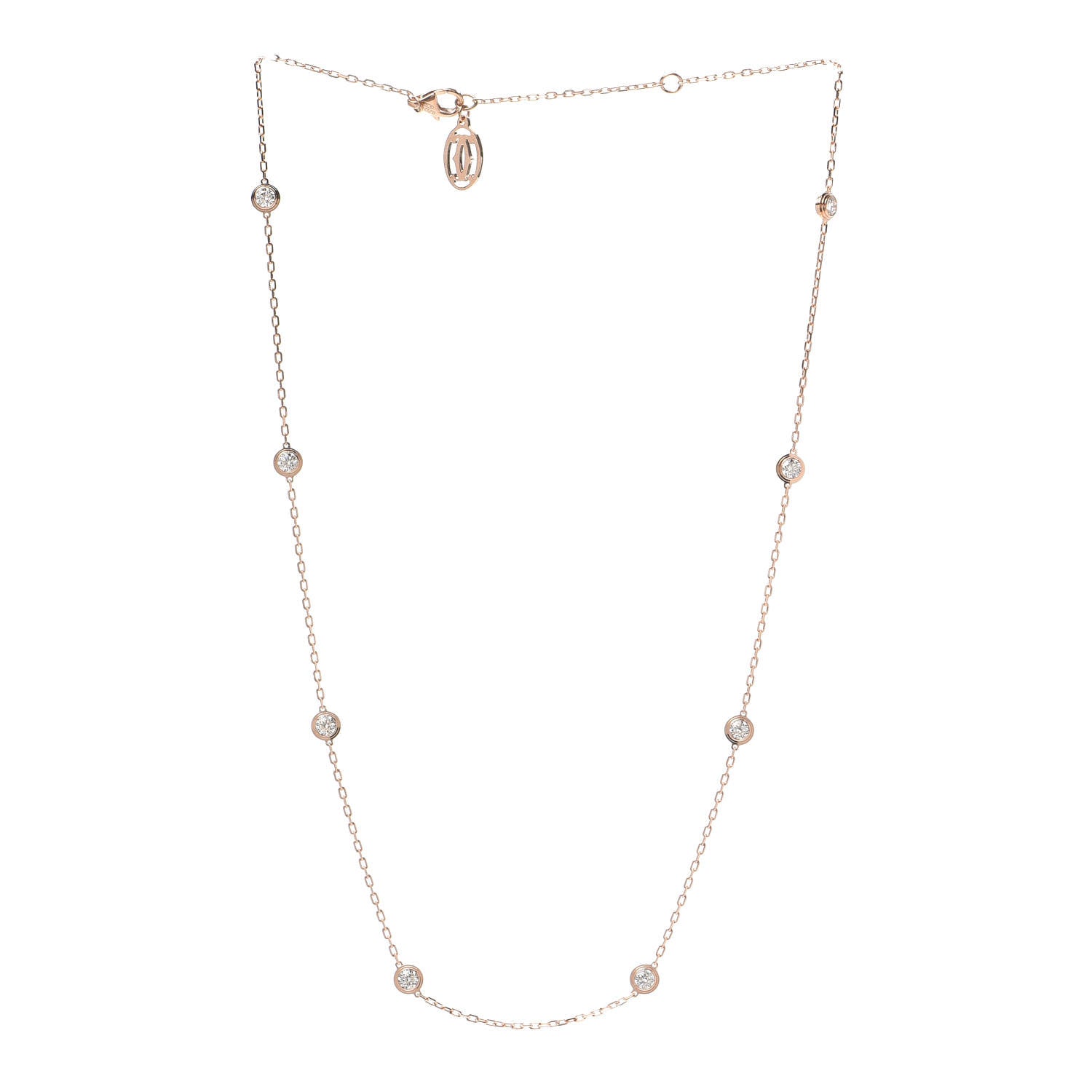 Cartier 18K Pink Gold 8 Diamond D'Amour Station Necklace 3 of 5