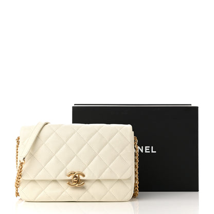 Chanel Shiny Caviar Quilted Large Chain Melody Flap White 13 of 13