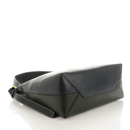 Celine Shiny Smooth Calfskin Zipped Twisted Cabas Navy Dark Green 4 of 7