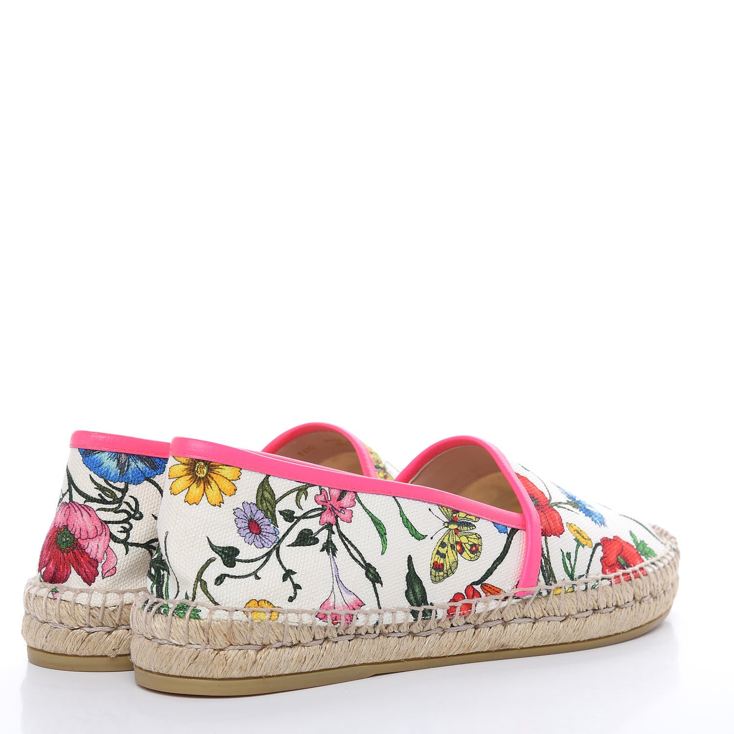 Gucci Canvas Flora Print Espadrilles 39 White Multicolor Fuxia 4 of 8