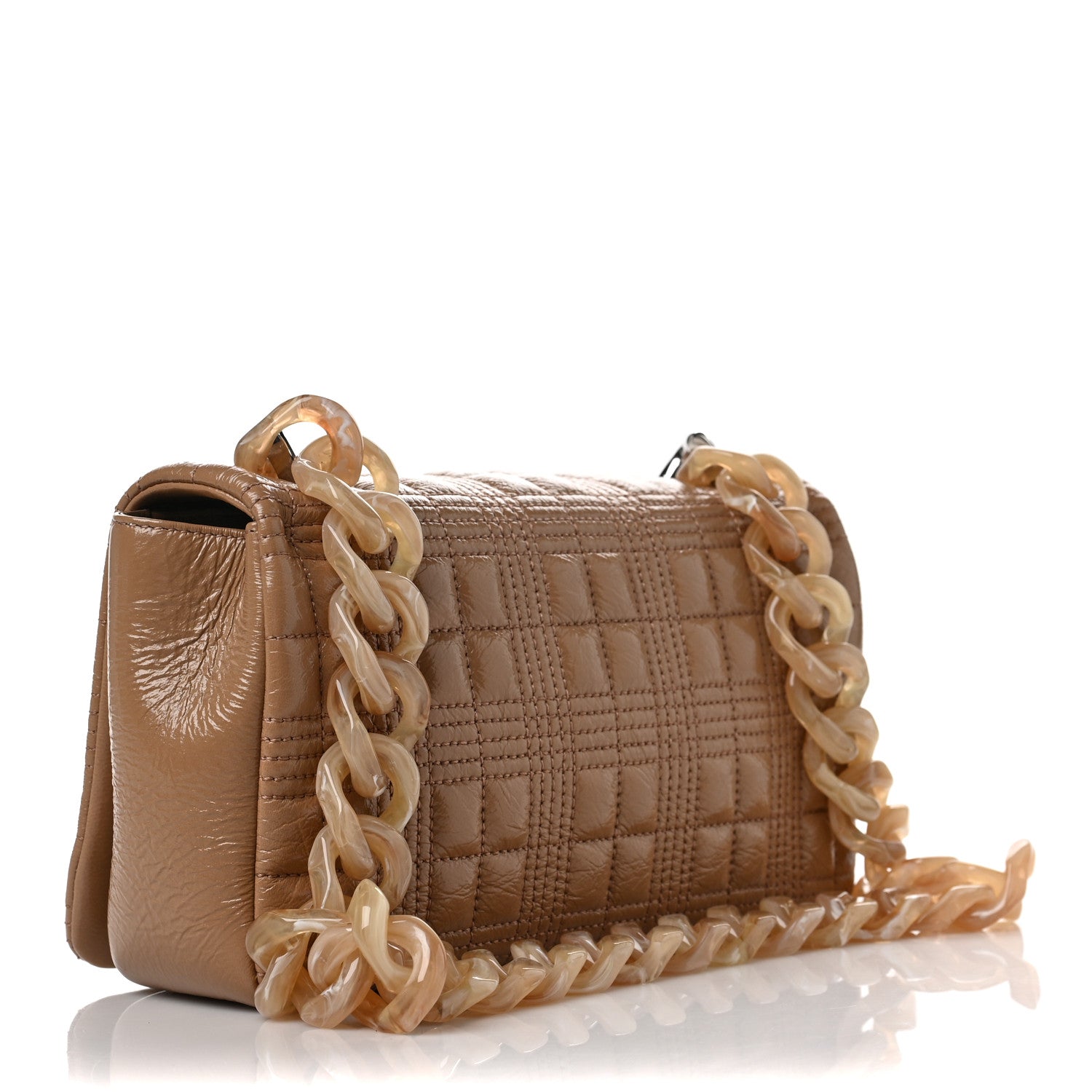 Burberry Patent Quilted Resin Chain Small Lola Bag Tan 3 of 6