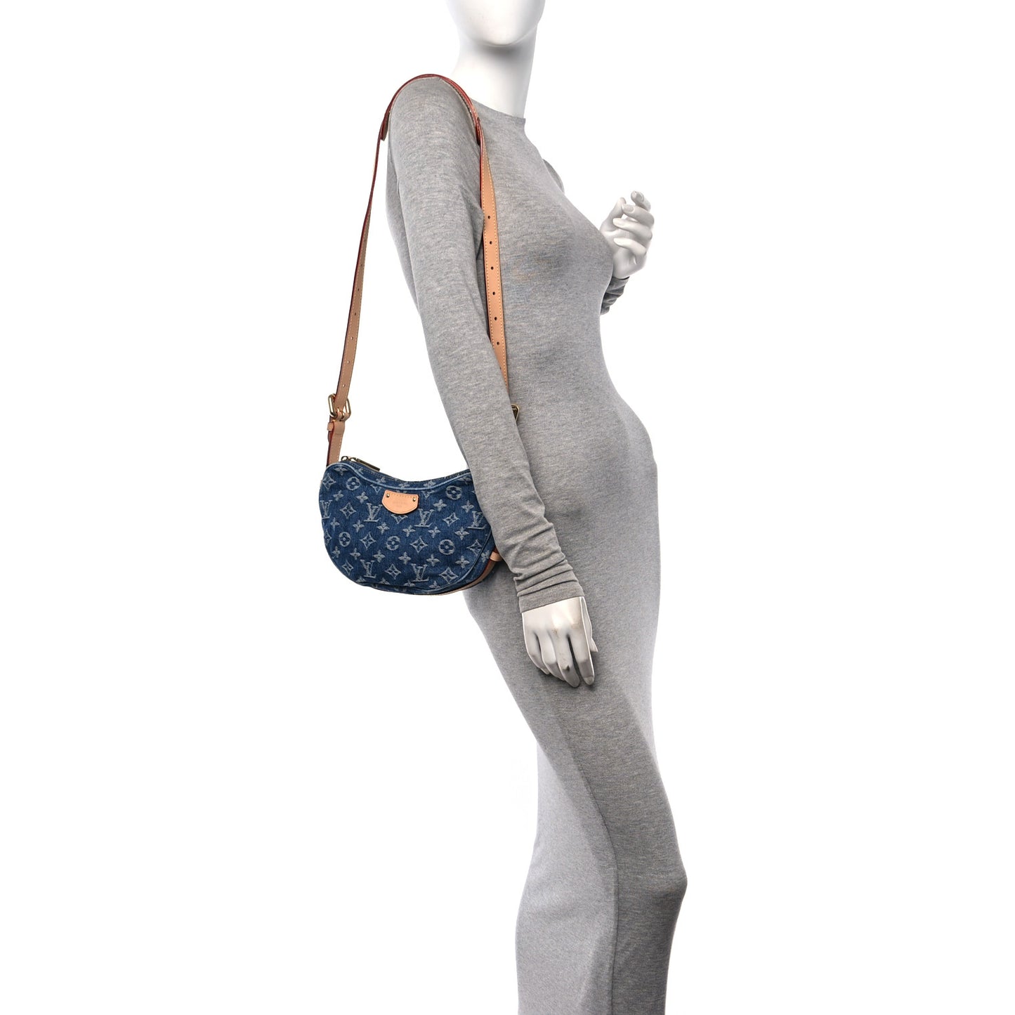 Monogram Denim Croissant MM Blue