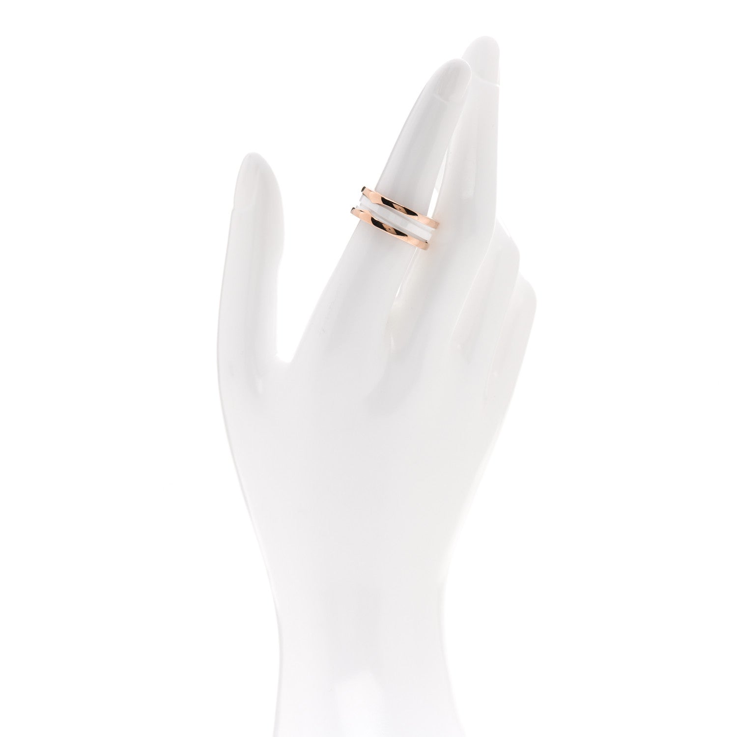 Bulgari 18K Rose Gold White Ceramic B.Zero1 Two-Band Ring 53 6.25 2 of 6