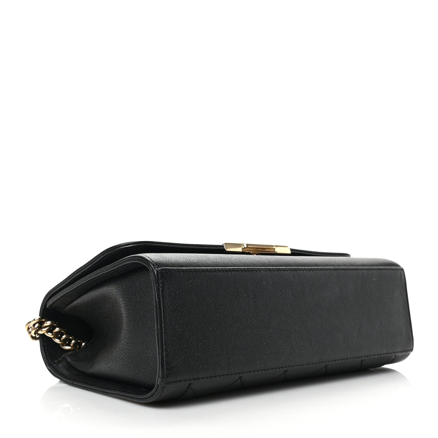 Chanel Grained Calfskin Quilted Medium Label Click Flap Bag Black 3 of 8