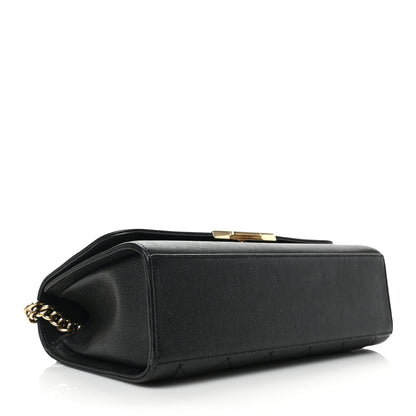 Chanel Grained Calfskin Quilted Medium Label Click Flap Bag Black 3 of 8