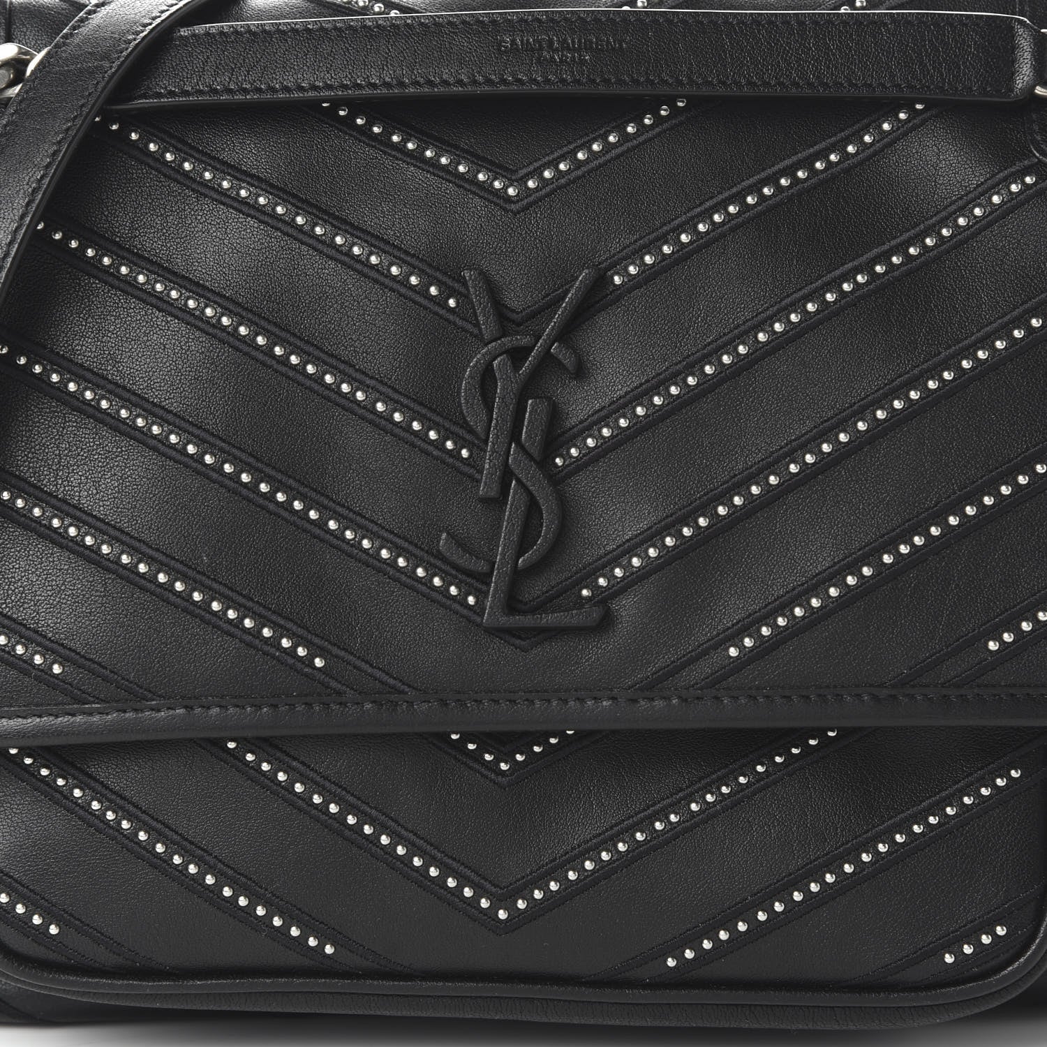 Saint Laurent Calfskin Matelasse Monogram Microstud Medium Niki Chain Satchel Black 10 of 10