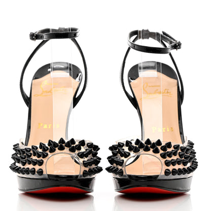 Christian Louboutin Nappa PVC Spiked St Jeannette 120 Peep Toe Pumps 35.5 Black 2 of 13