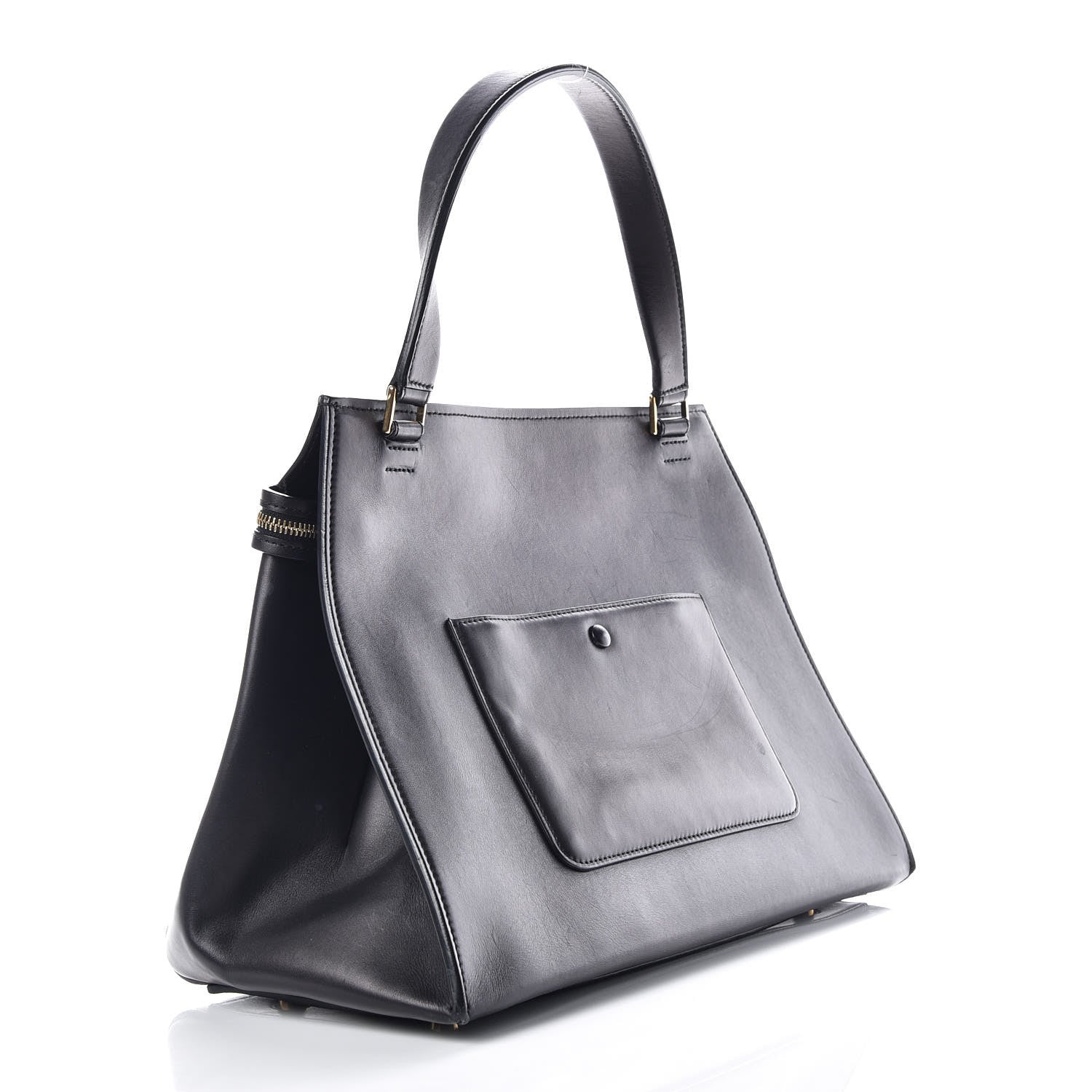 Celine Smooth Calfskin Medium Bi-Color Edge Shoulder Bag Black Cream 3 of 15