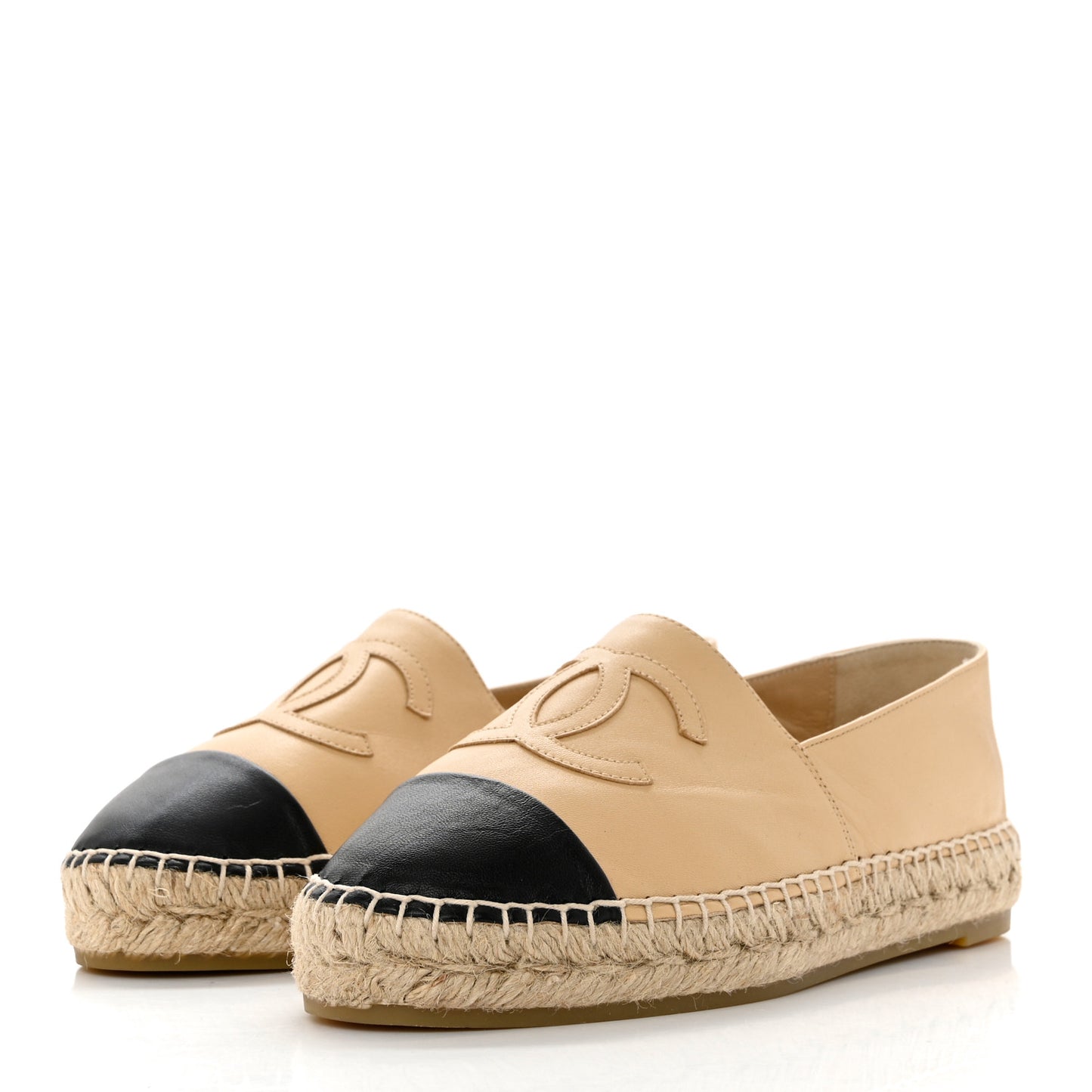 Lambskin CC Espadrilles 37 Beige Black
