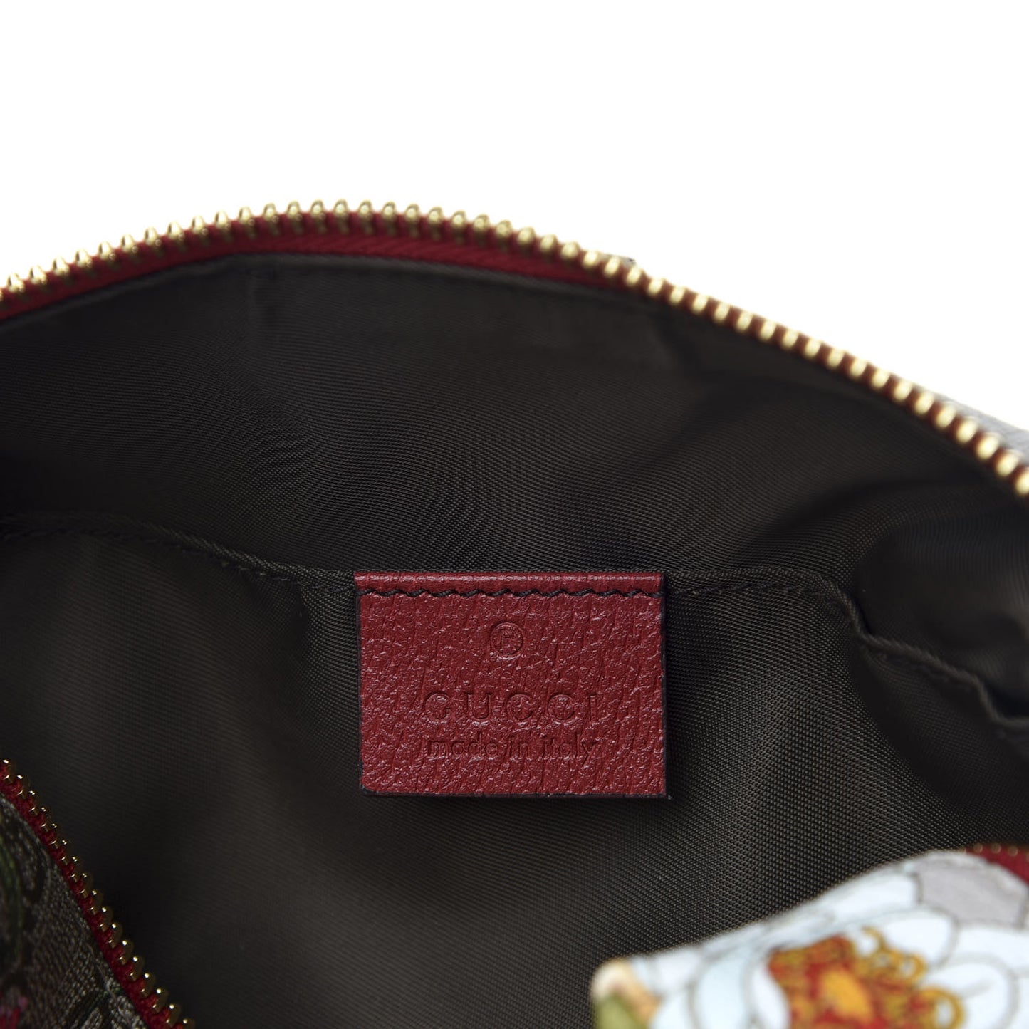 Soft GG Supreme Monogram Flora Calfskin Medium Ophidia Cosmetic Case Beige Ebony Multicolor Rosso