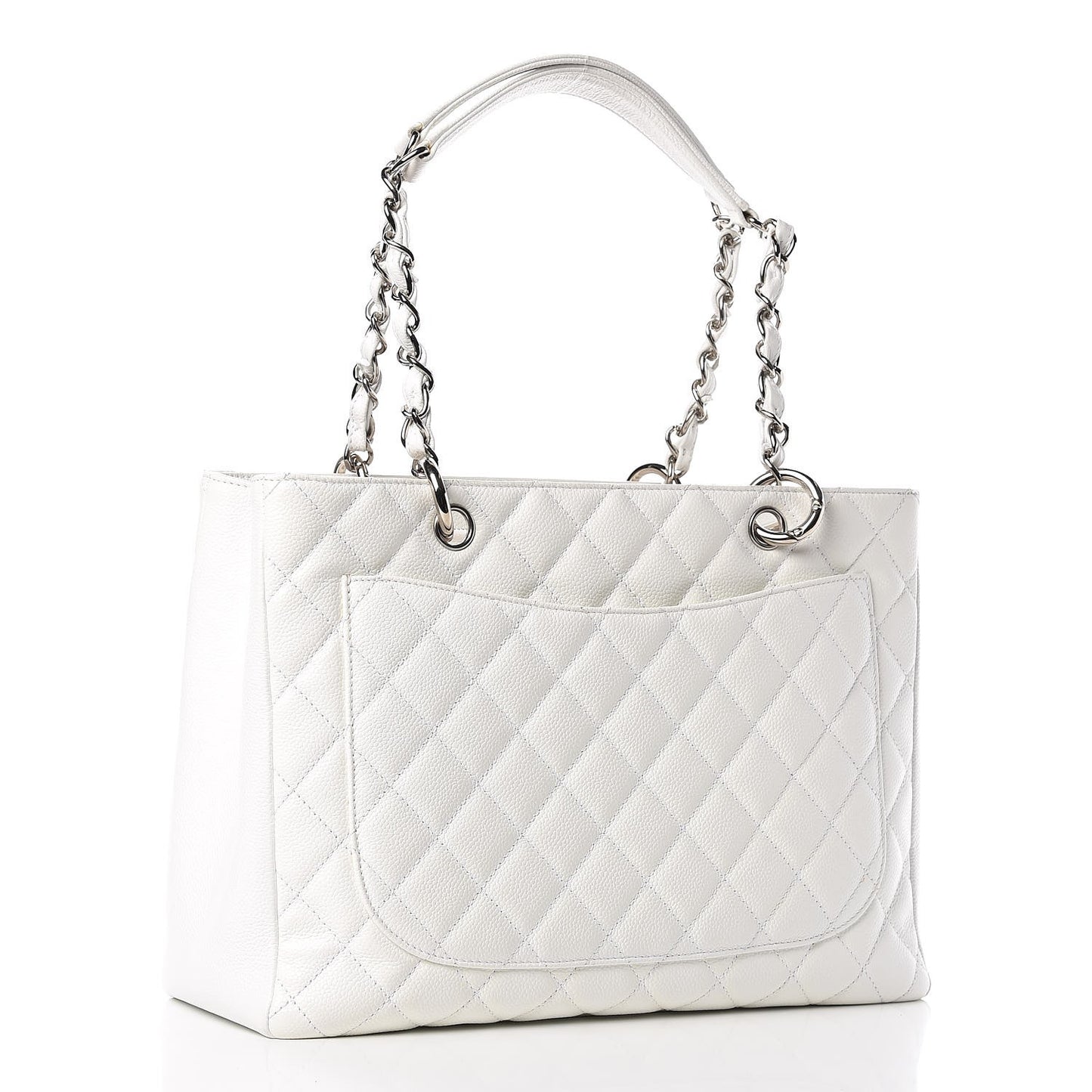 Caviar Quilted Grand Shopping Tote GST White