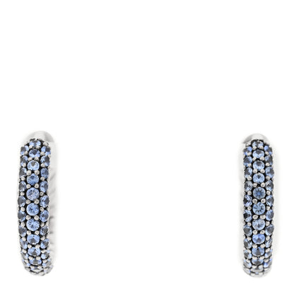 David Yurman Sterling Silver Blue Sapphire Petite Pave Huggie Hoop Earrings 1 of 4