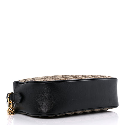 Gucci Monogram Matelasse Diagonal Small GG Marmont Chain Shoulder Bag Beige Black 4 of 14