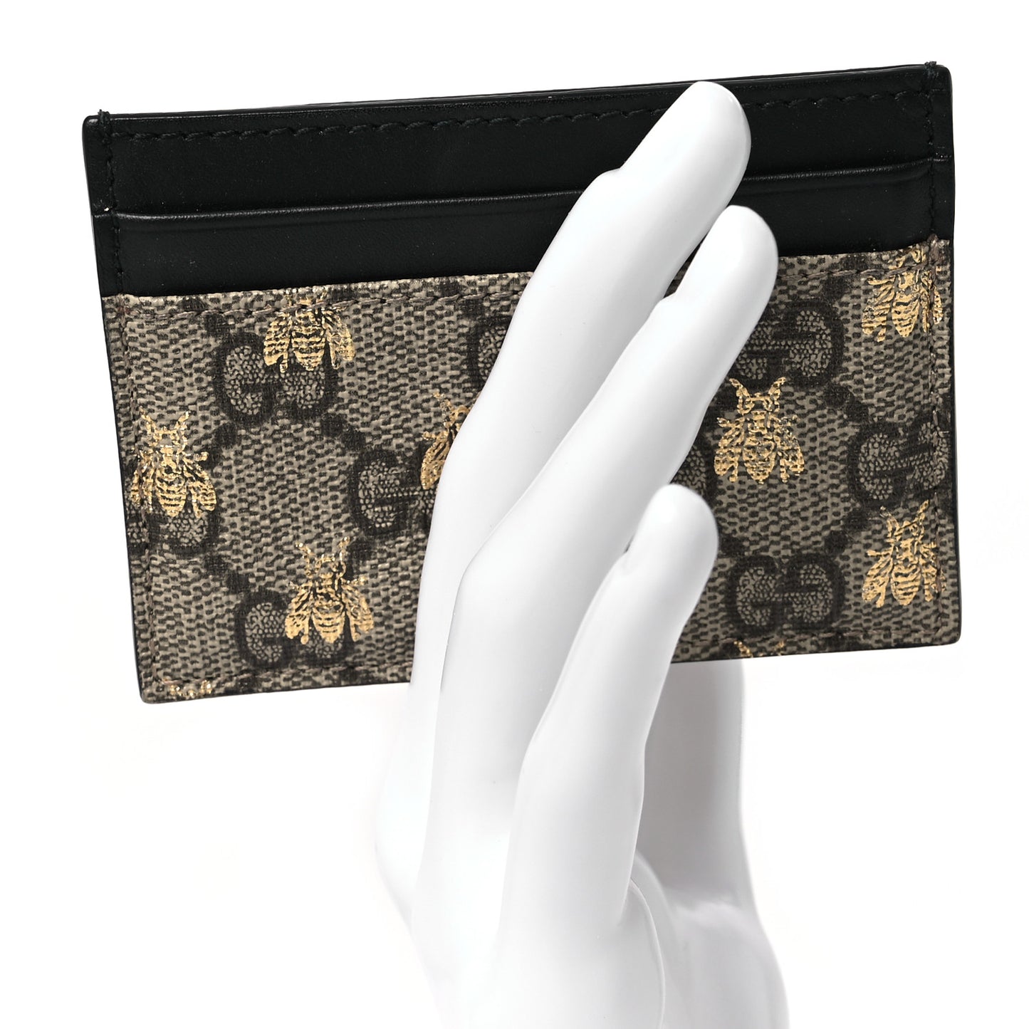 GG Supreme Monogram Bees Card Holder Black