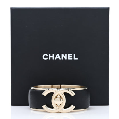 Chanel Lambskin CC Turnlock Cuff Bracelet Black Gold 5 of 5