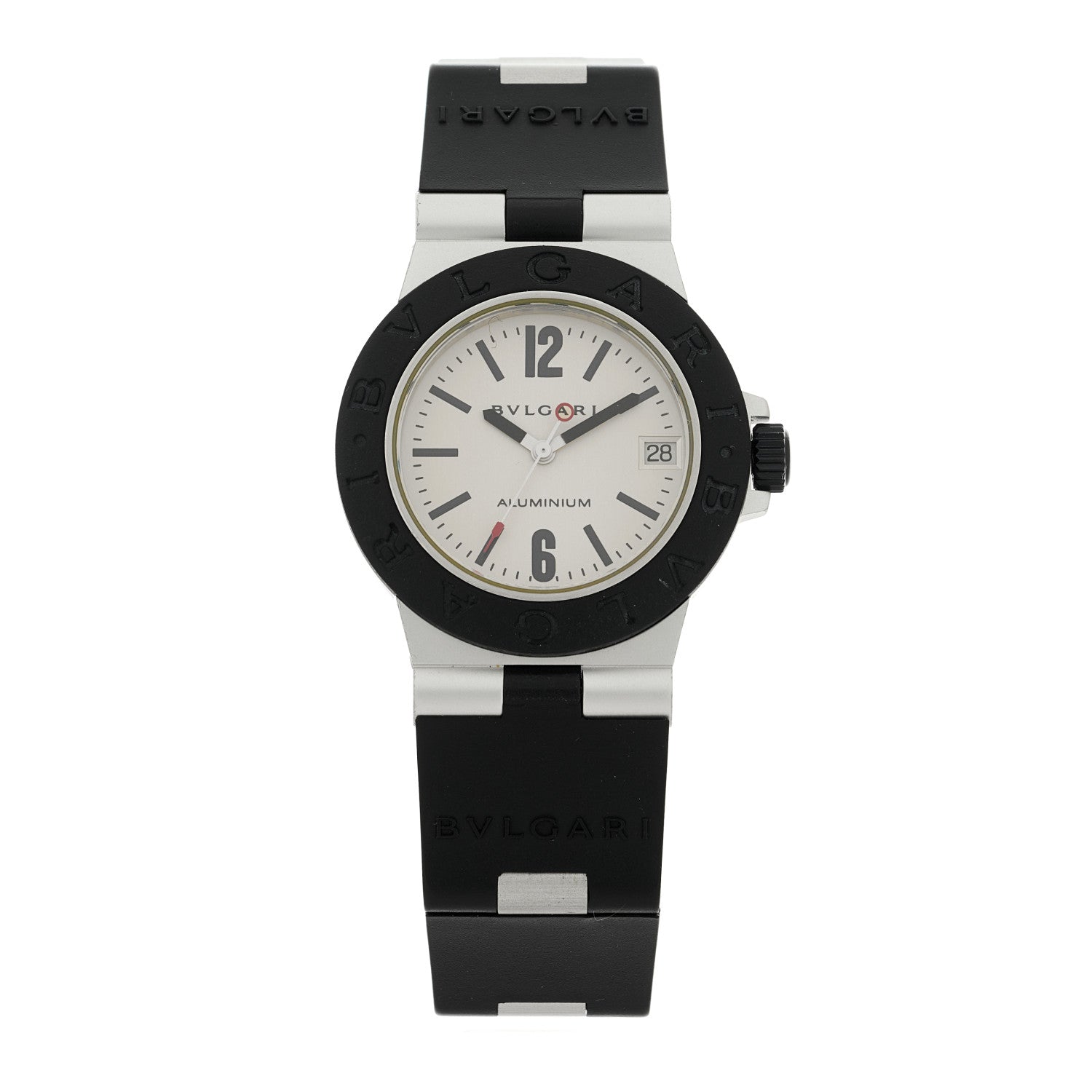 Bulgari Aluminum Rubber 32mm Diagono Quartz Watch 1 of 4