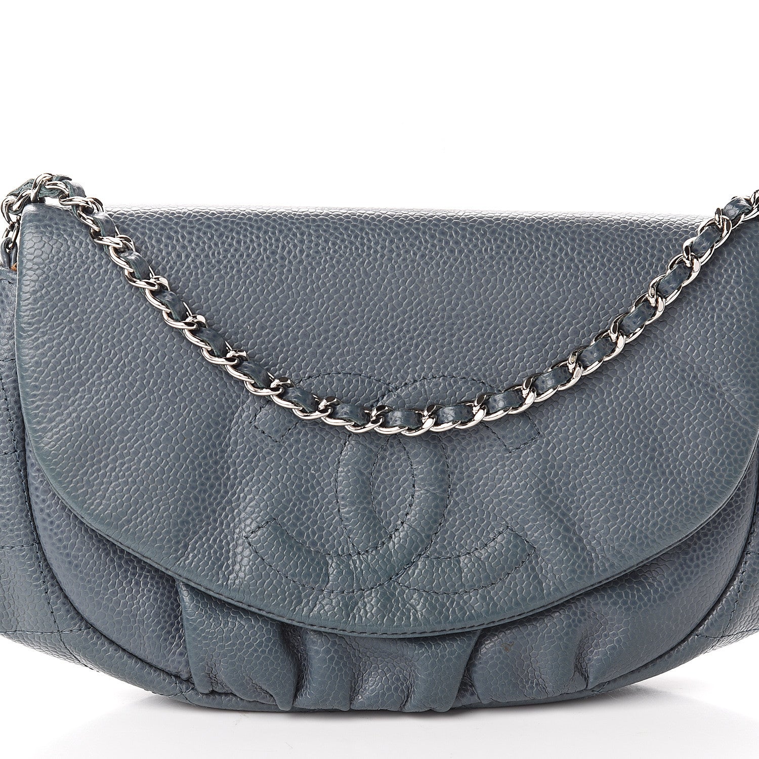 Chanel Caviar Half Moon Wallet On Chain WOC Blue 7 of 9